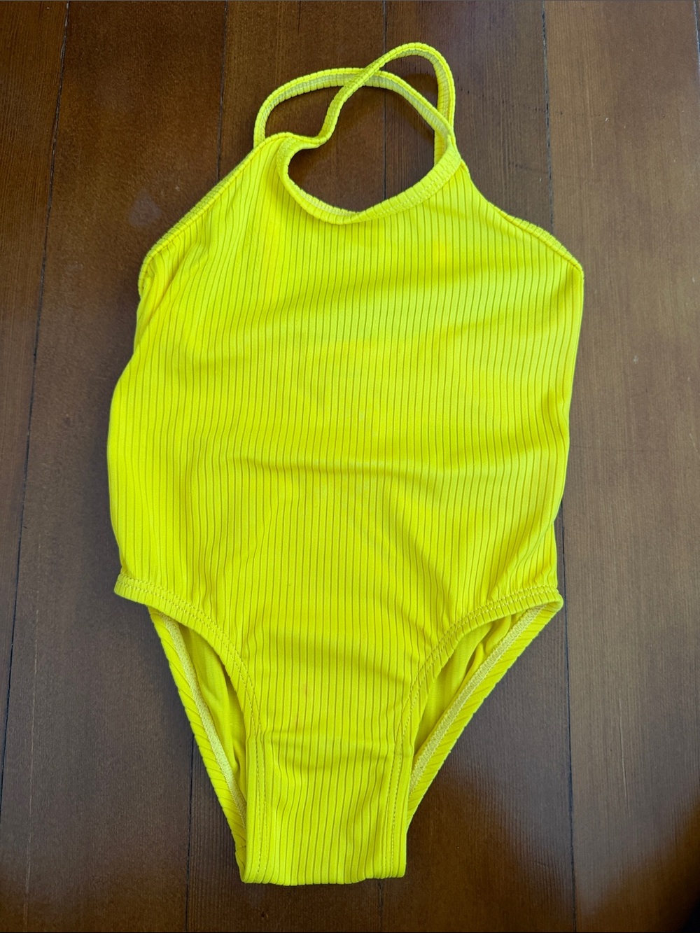 Old Navy Yellow Ribbed High-Neck One-Piece Swimsuit